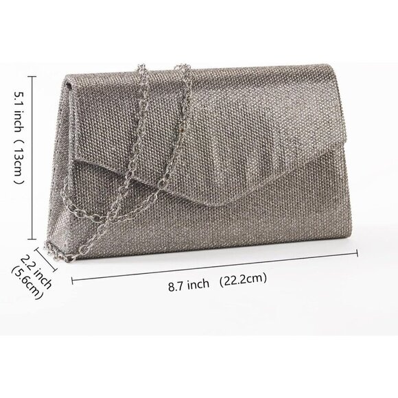 Women Gray Sparkly Rhinestone Clutch - Picture 7 of 8